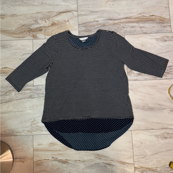 Christopher & Banks Striped Polka Dot Layered Tunic Top | Size Large - Picture 7 of 7